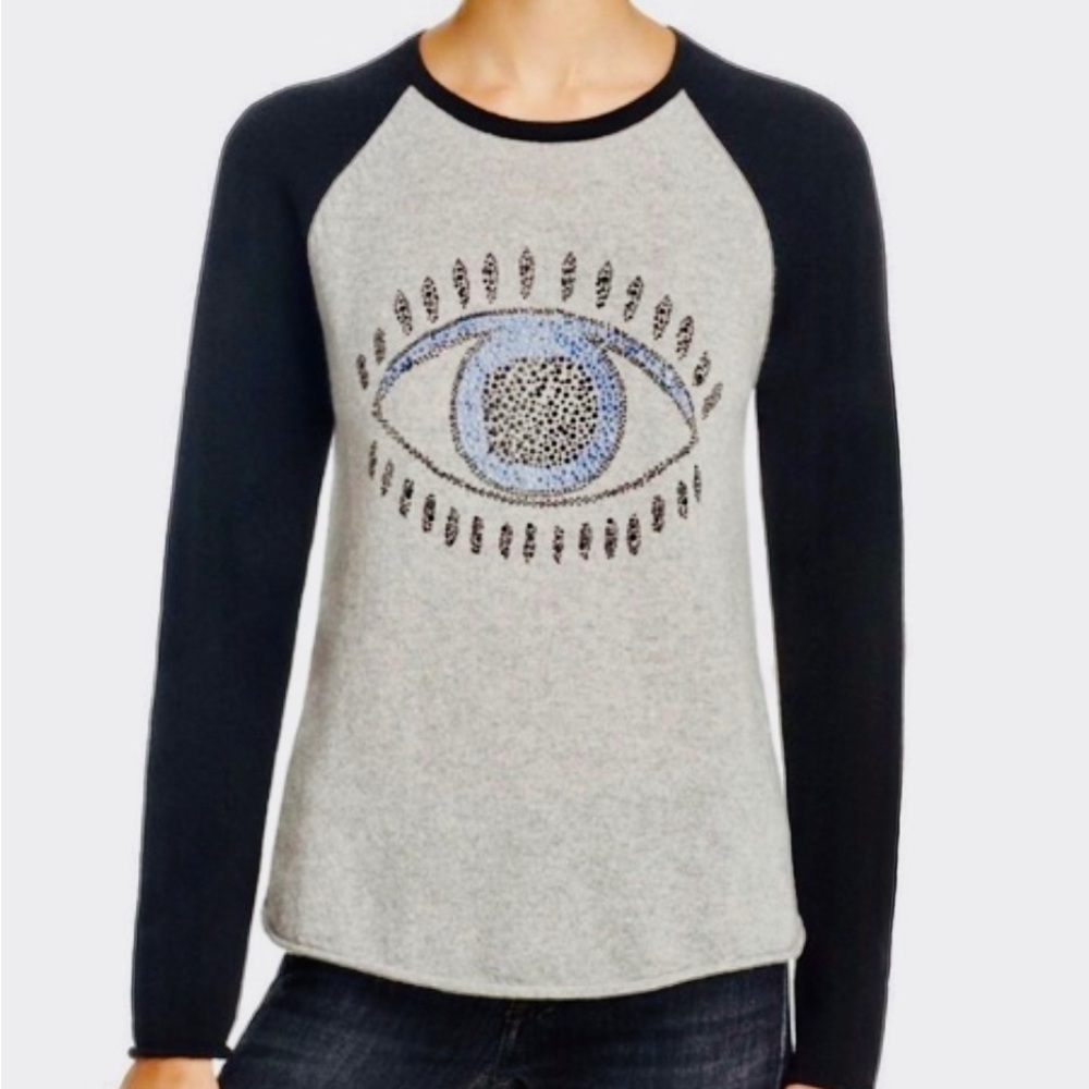 Aqua Cashmere Evil Eye Sweater